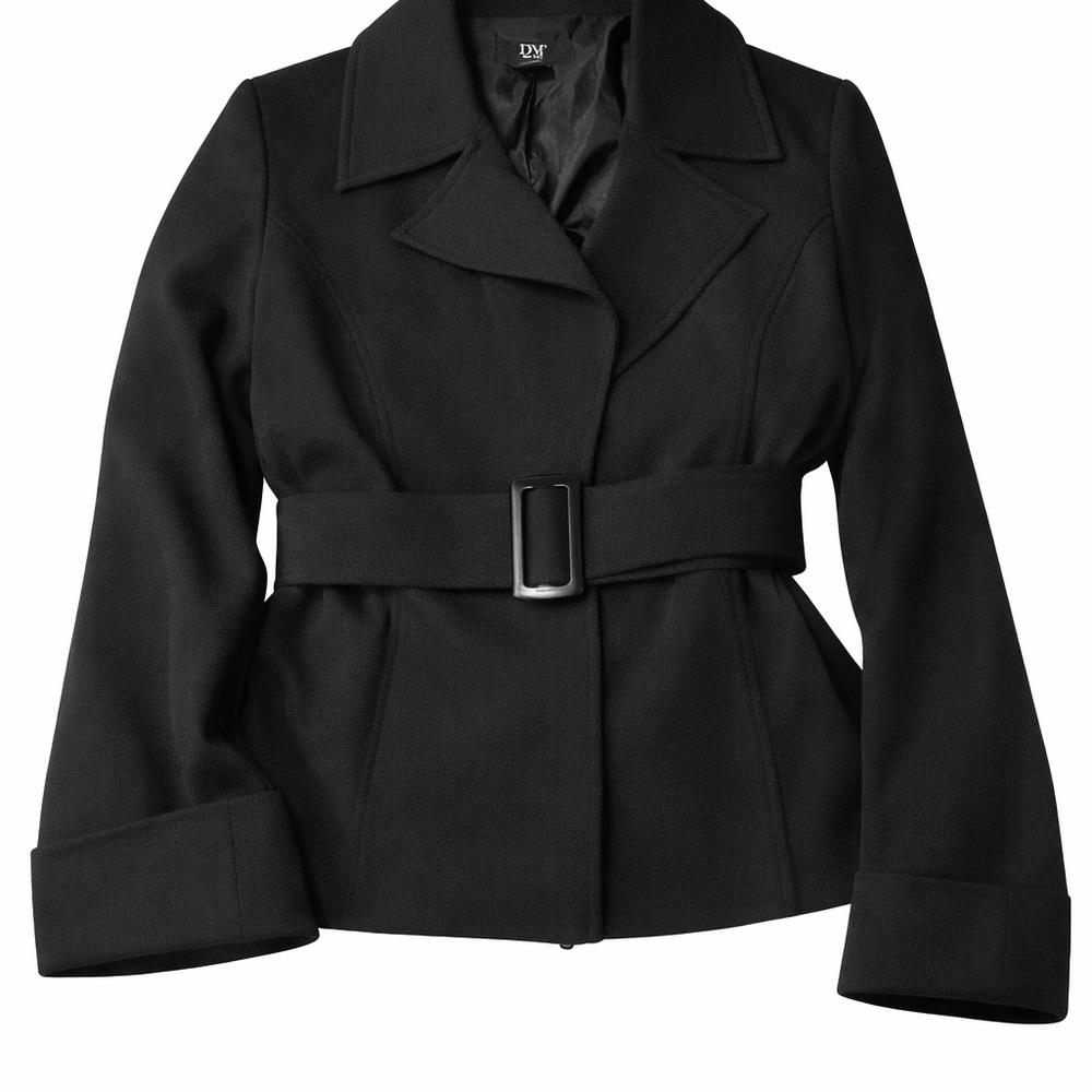 DKNY Black Belted Wool-Blend Jacket